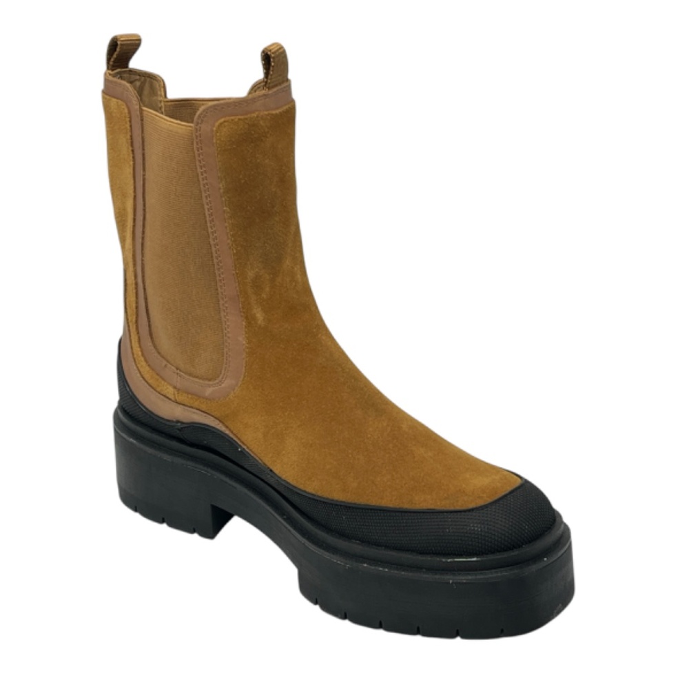 Sam Edelman LLulia Camel  Nubuck  Lug Sole Pull On Style Chelsea  Boots Size 9